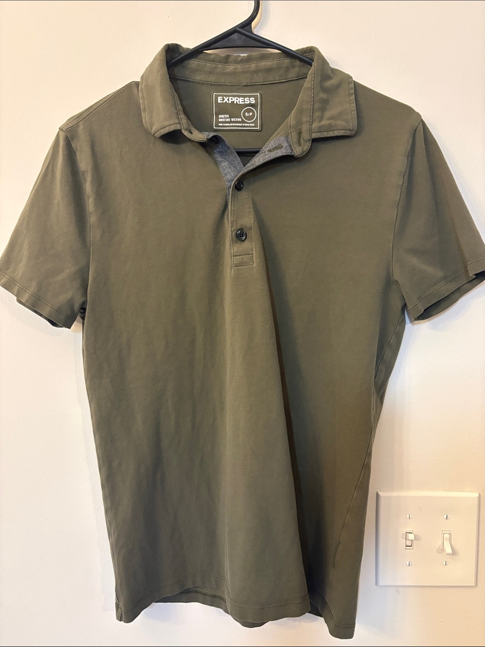 Express Olive Green Short-Sleeve Polo